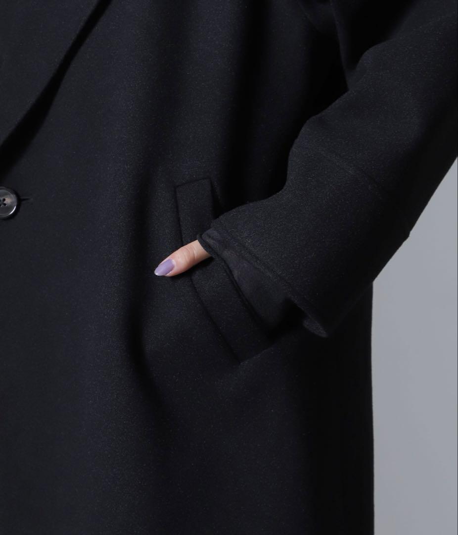 nano universe メルトンジャージーワイドチェスターコート美品