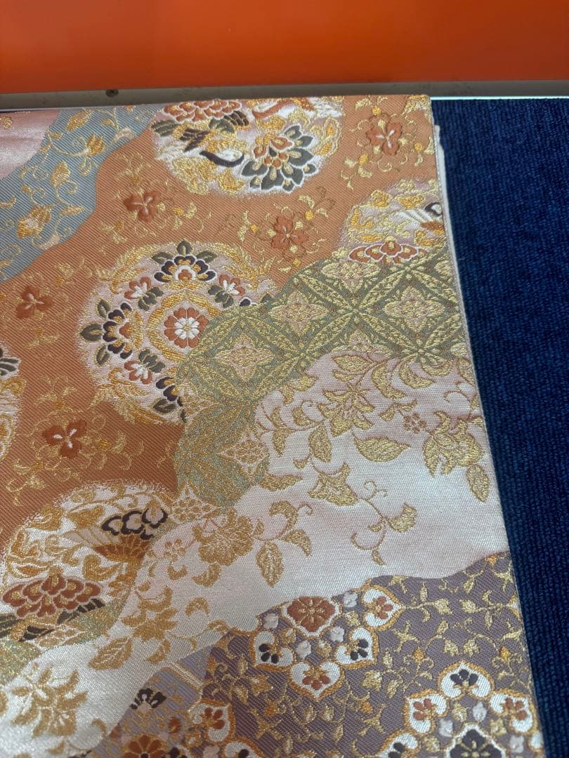 2658袋帯 古代彫金紋 西陣織 金糸　高級上質上品　約440cm 未使用