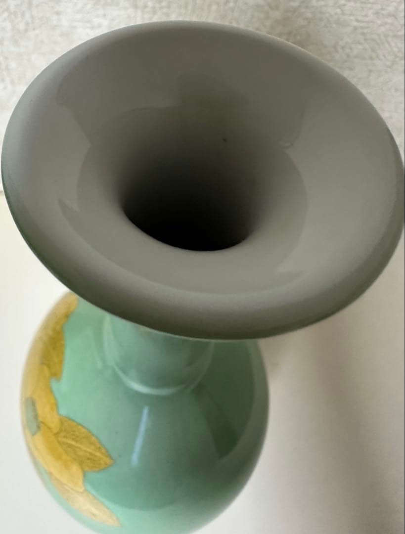 希少 九谷花生 人間国宝 吉田美統 釉裏金彩椿文 九谷焼 花器 花瓶