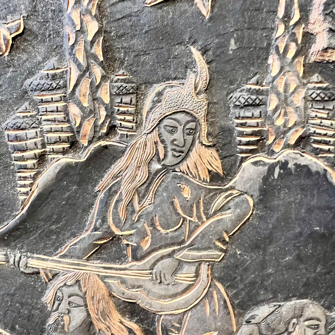 ペルシャ　アンティーク　トレイ　銅製　　壁掛　インテリア　銅板　希少