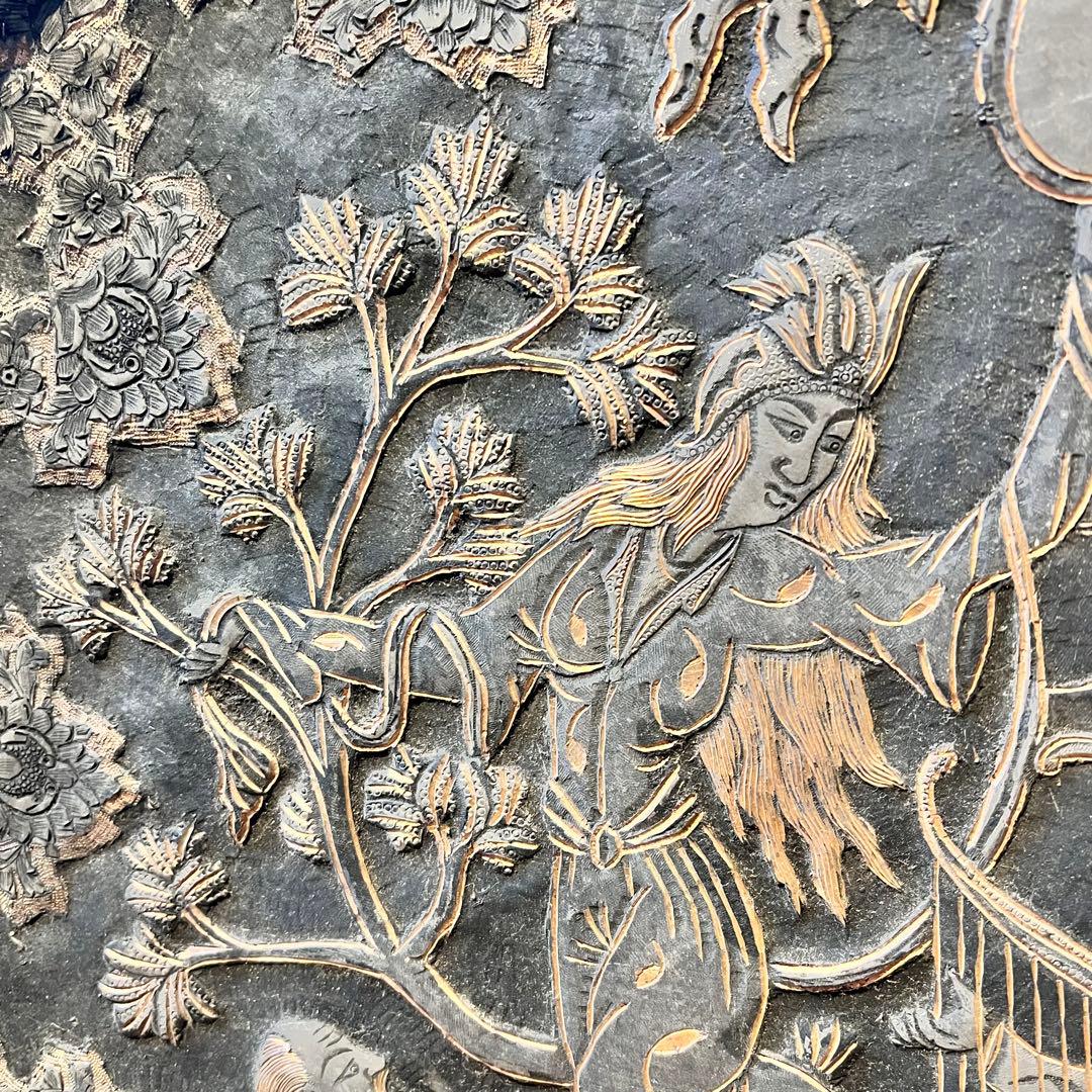 ペルシャ　アンティーク　トレイ　銅製　　壁掛　インテリア　銅板　希少