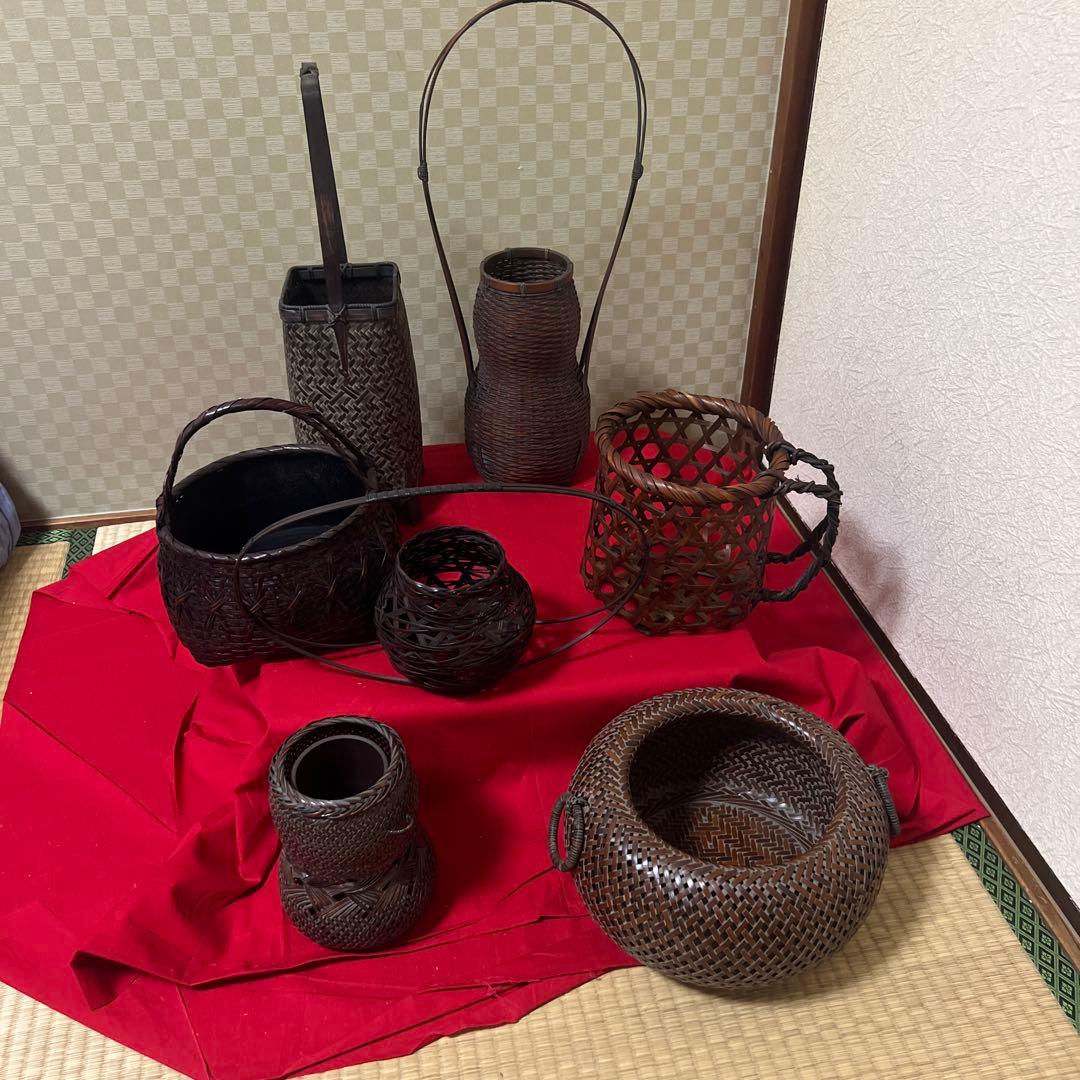茶道具　花器　竹籠　七点まとめ