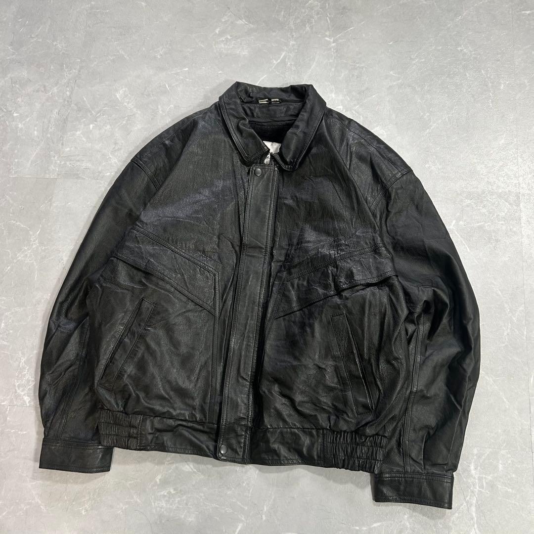 90s Wilsons レザー ドリズラージャケット スウィングトップ 短丈 黒
