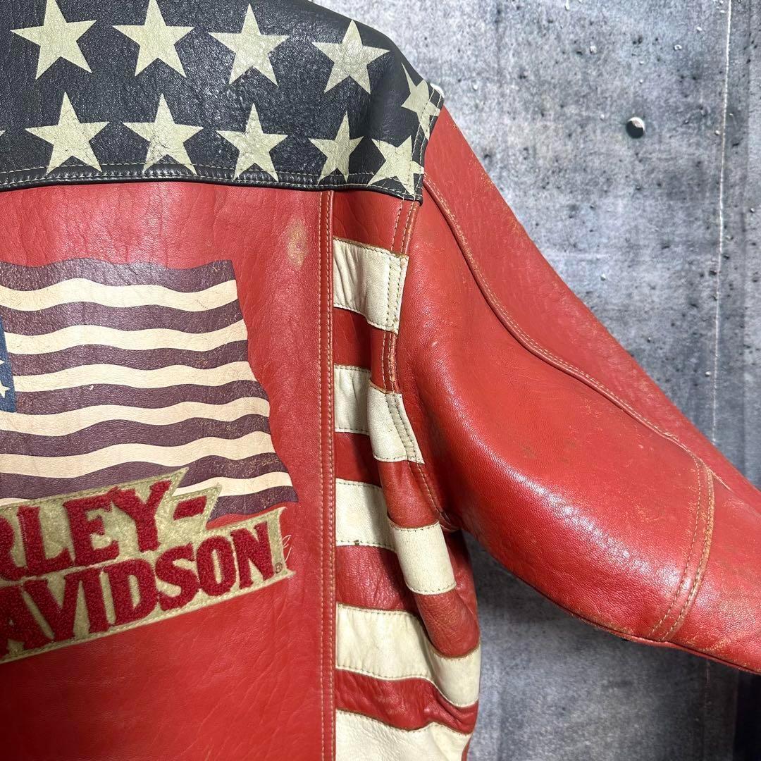 ⭐️90s⭐️HARLEY DAVIDSONライダースジャケット　アメリカ星条旗