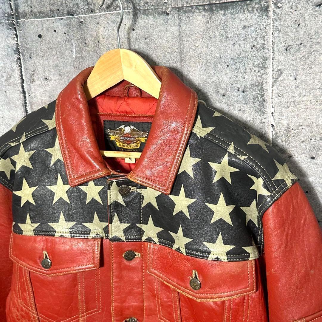 ⭐️90s⭐️HARLEY DAVIDSONライダースジャケット　アメリカ星条旗