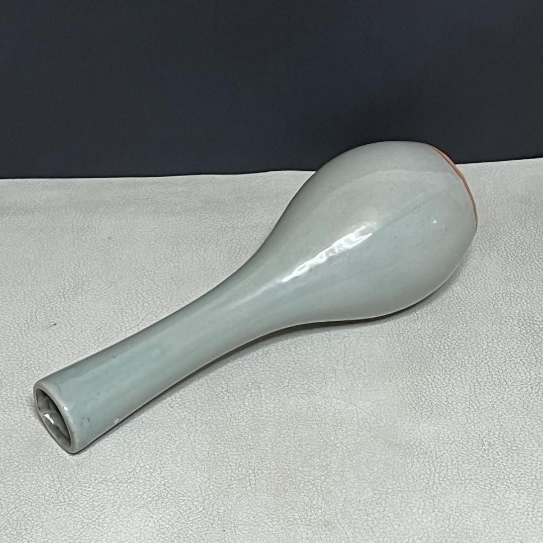 三代 諏訪蘇山 青磁 鶴首 一輪生 共箱 諏訪修 鶴首花入 一輪挿し k3576