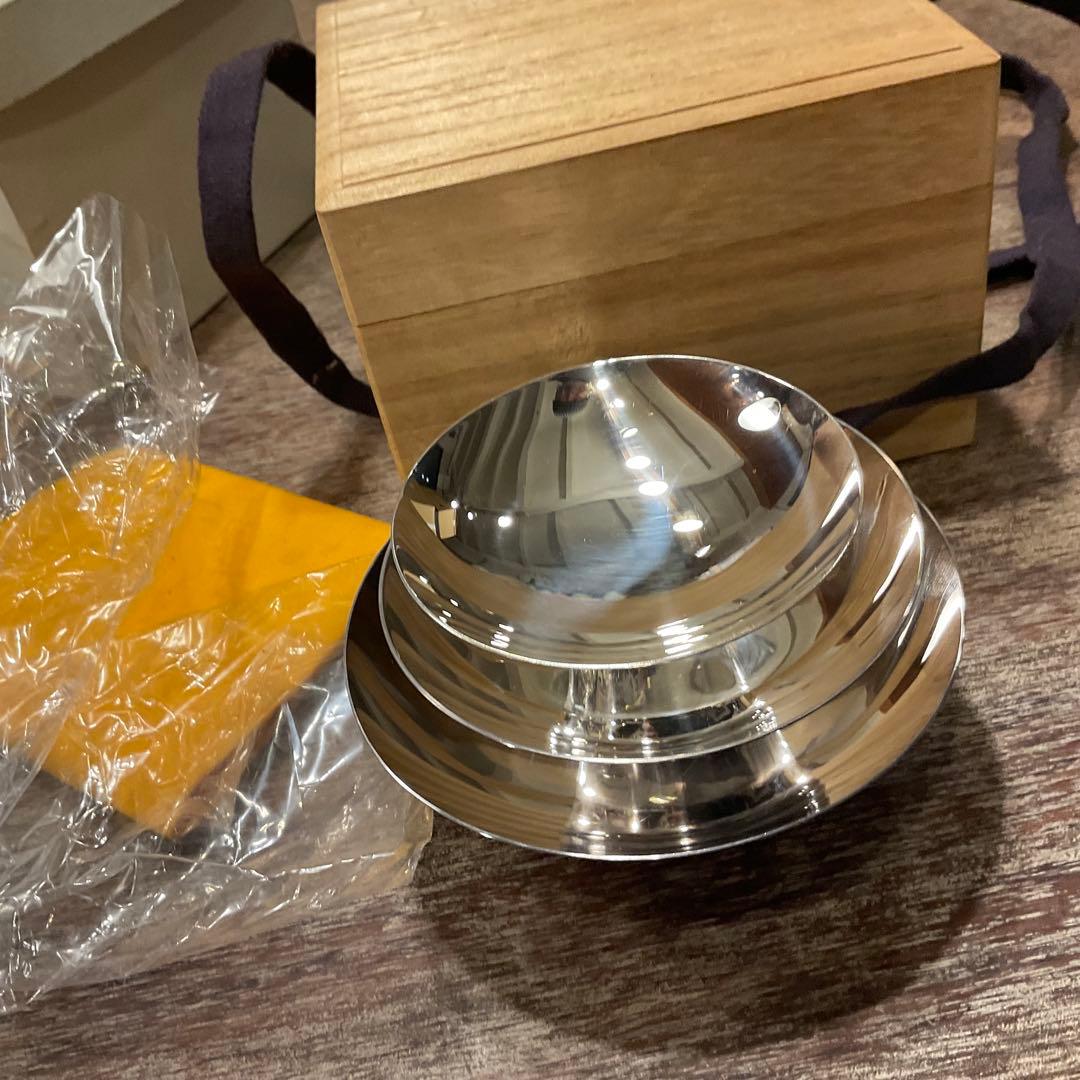 未使用！銀盃 銀杯 純銀 御盃 SILVER 銀 杯 盃 共箱 3個セット
