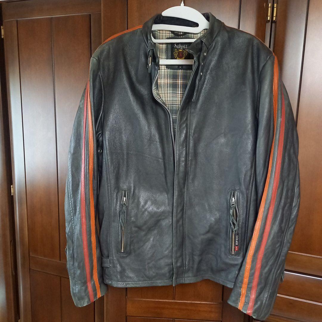 Schott ブラックレザーライダースジャケット M