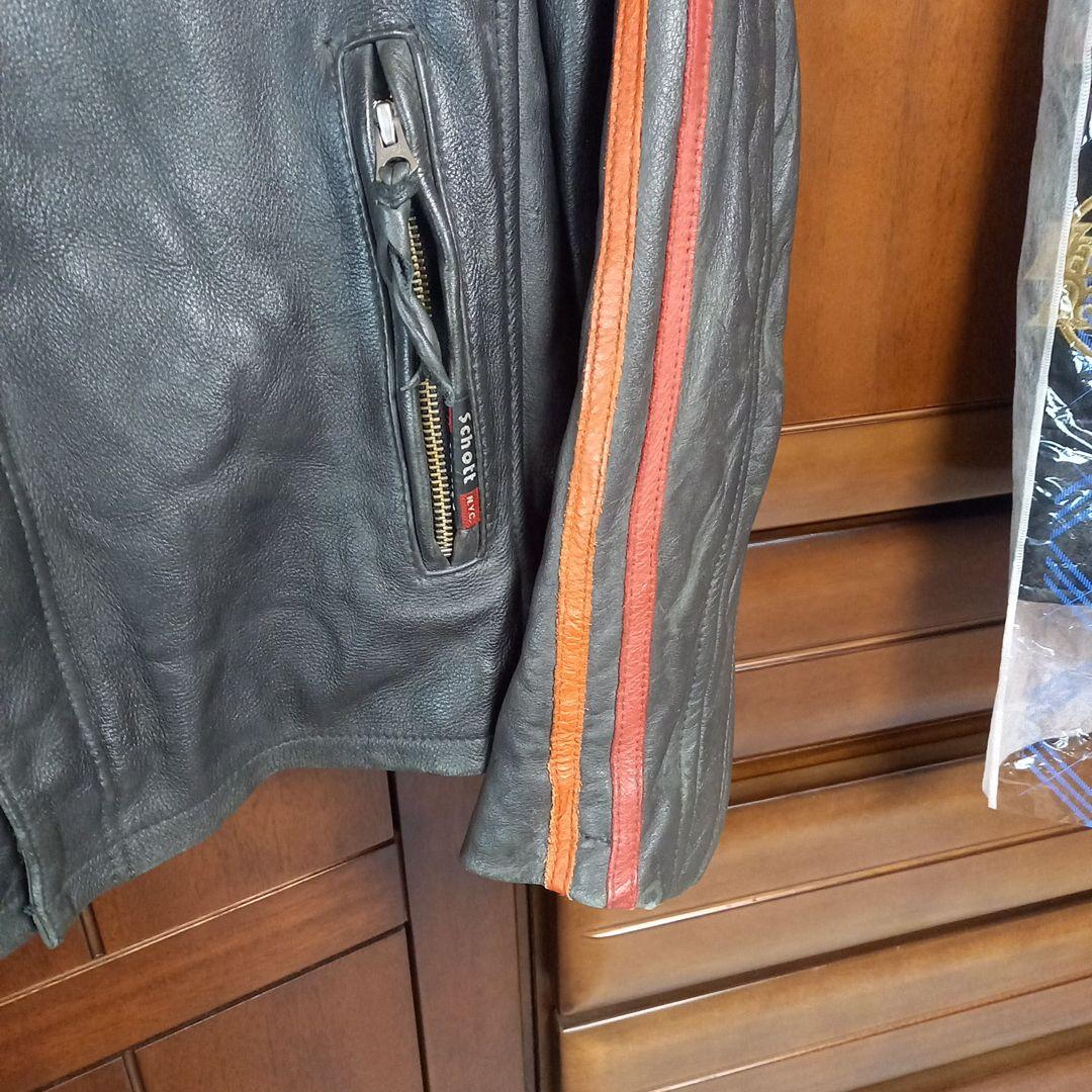 Schott ブラックレザーライダースジャケット M