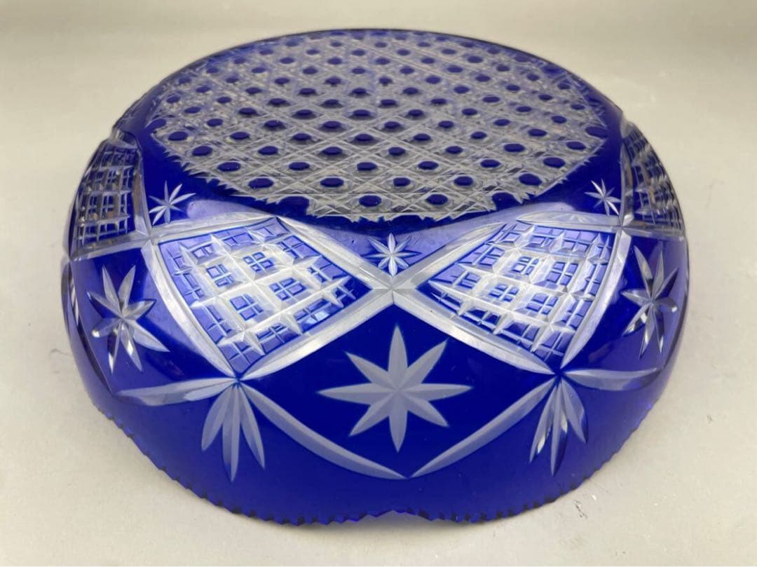 極上品 美品 薩摩切子 明治期 アンティーク 大鉢 工芸硝子 ガラス