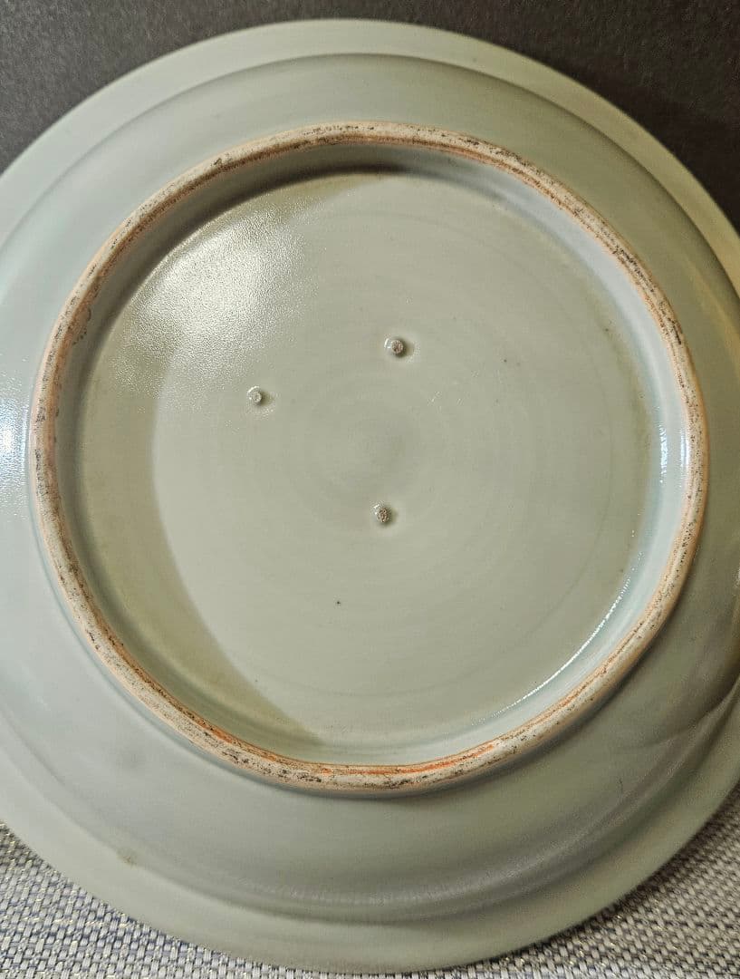 本物保証❗️】江戸時代前期　寛文期　初期伊万里青磁　陰刻草花　口縁渦巻き文　大鉢