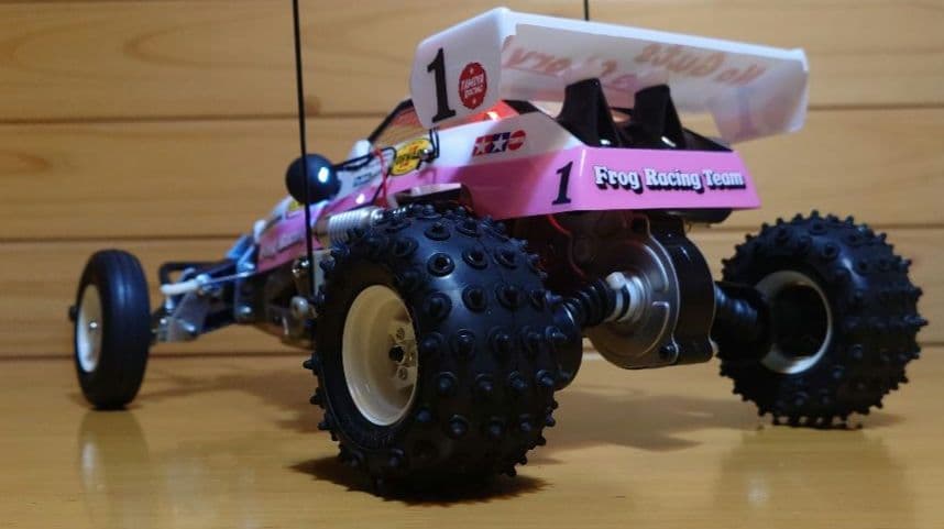 タミヤXBマイティフロッグ前後LEDライト付プロポ付き塗装済み完成品未使用品