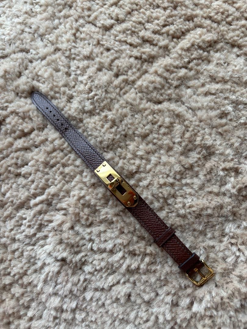 HERMES ブラウンレザーベルト ゴールドバックル