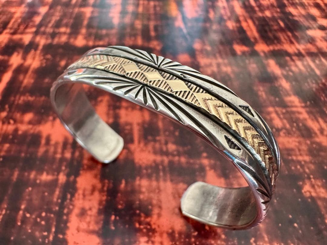 最終 ブルースモーガン バングル 14K ナバホ族 インディアンジュエリー