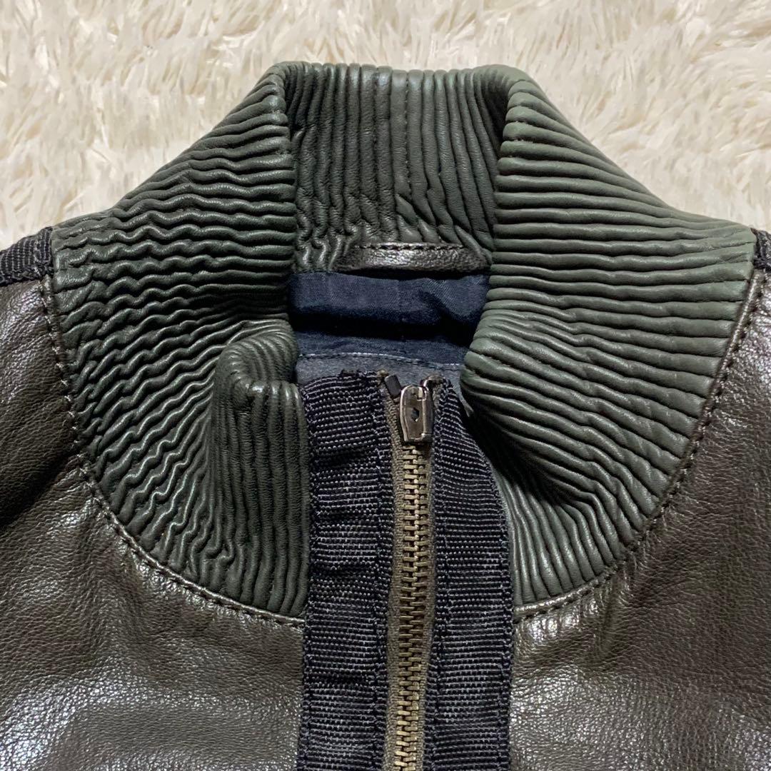 ARMANI エンポリオアルマーニ レザー ジャケット 羊革 ロゴプレート 50