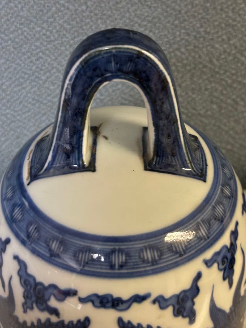 鐘　竹泉　木米　倣　　陶器　釣鐘 煎茶道具　染付