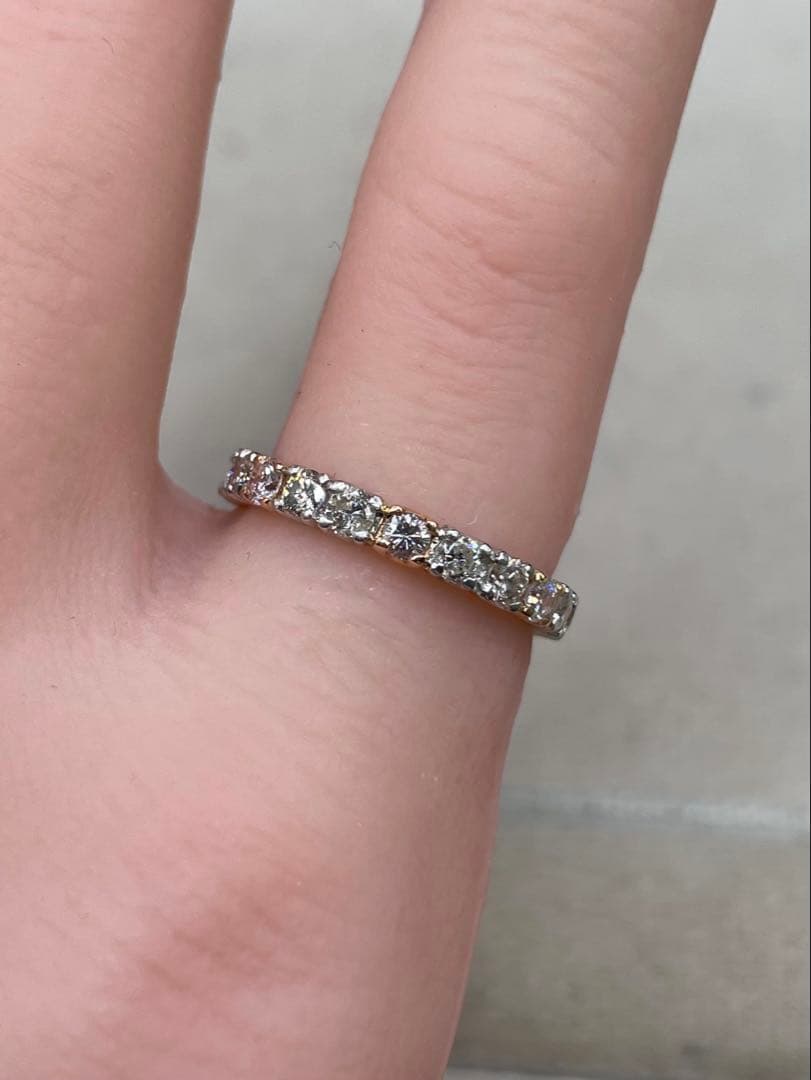 専用JL223★高級 カラーレス/ピンクダイヤ0.85ct コンビ リング 鑑付