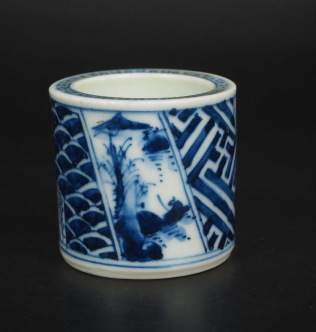 送料無料　紫翠窯　名工初代『西村徳泉』造 山水楼閣蓋置　煎茶道具