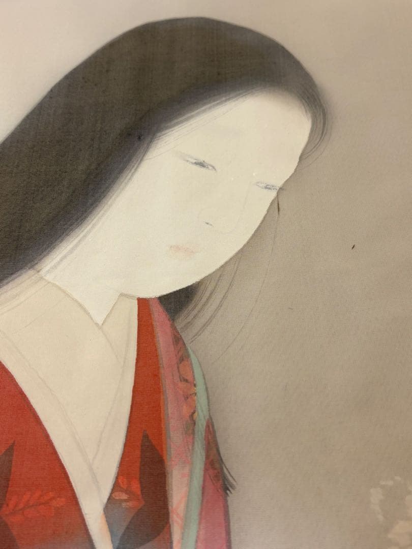 松井桜塘　日本画 絵画 人物画 美人画 額装