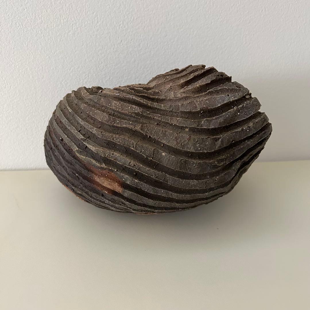 未使用品　相馬正和 作 陶器オブジェ／花器 陶眞窯 ギャラリー群青