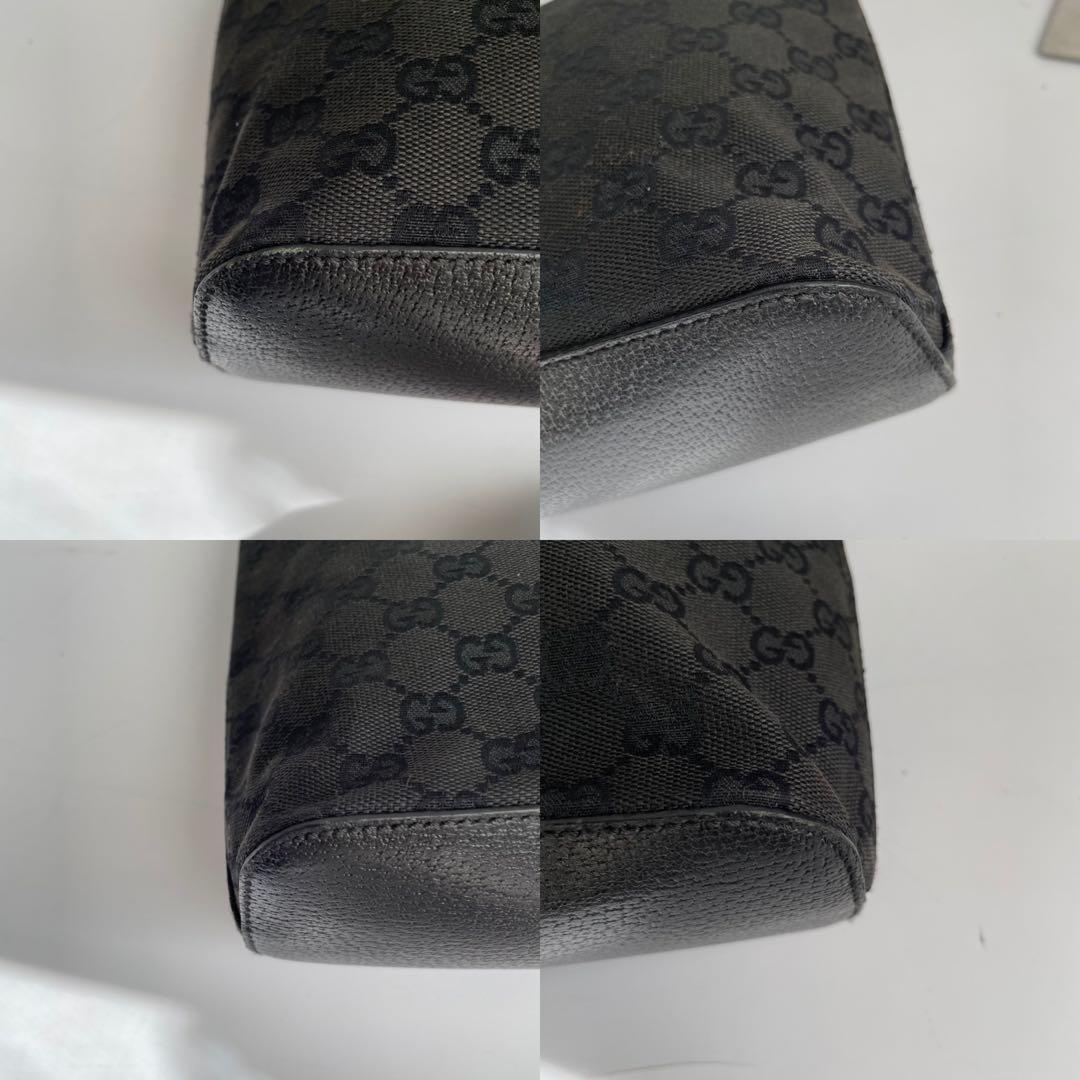 ✨極美品✨　GUCCI ショルダーバッグ　ggキャンバス　レザー　黒