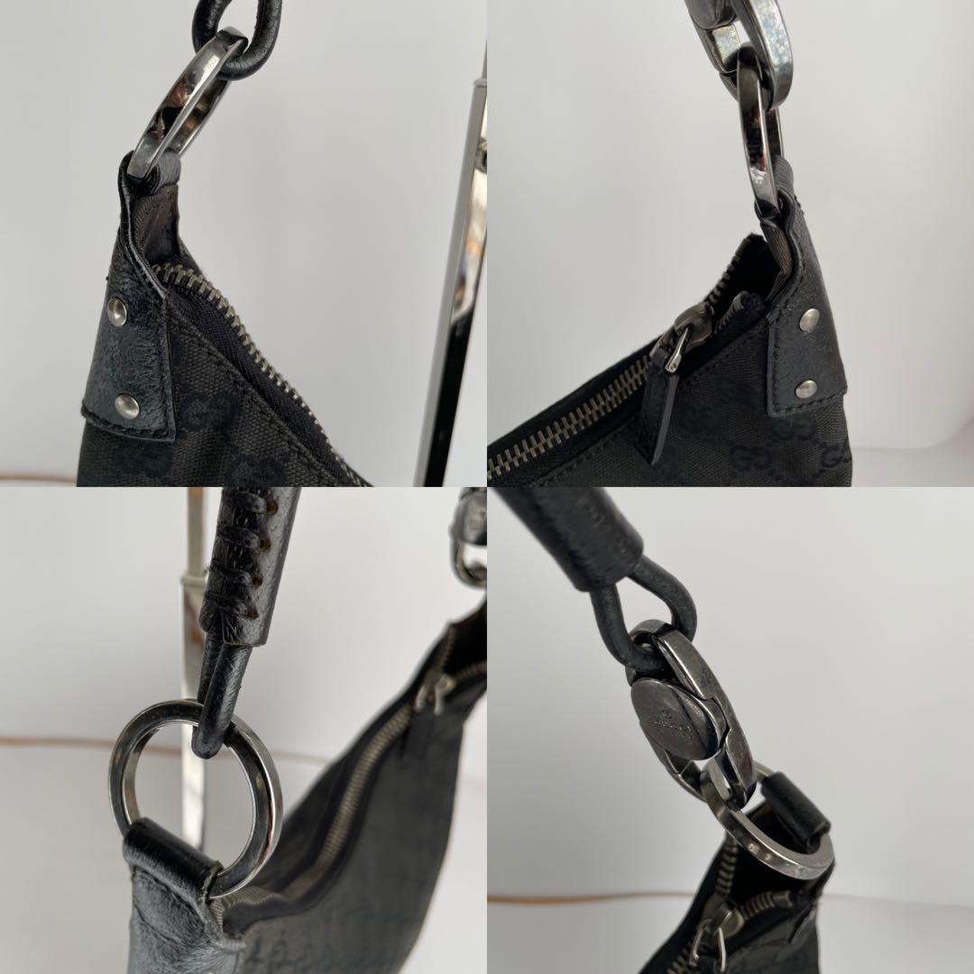 ✨極美品✨　GUCCI ショルダーバッグ　ggキャンバス　レザー　黒