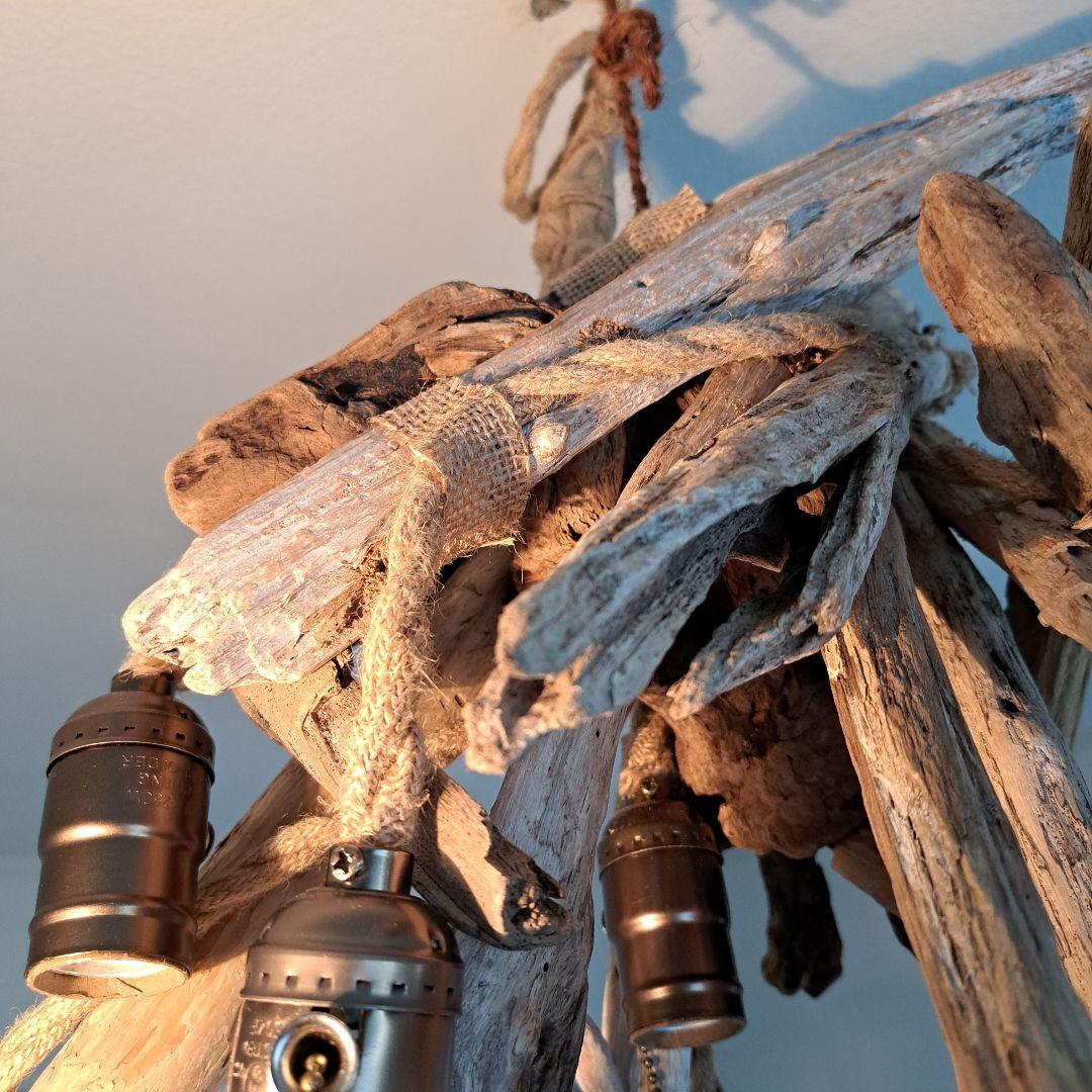 流木インテリア　6灯ペンダント　エジソン球付　ヴィンテージソケット　6〜10帖