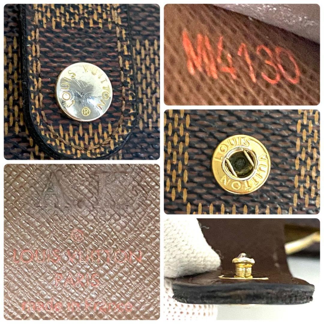 ルイ ヴィトン◎ヴィエノワ ダミエ エベヌ がま口 二つ折り コンパクト 茶色