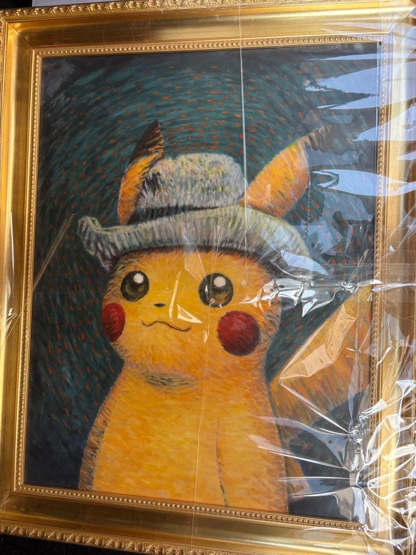 発*郎様 【最終値下げ】ゴッホピカチュウ キャンバスアート 金枠 Mサイズ 証明