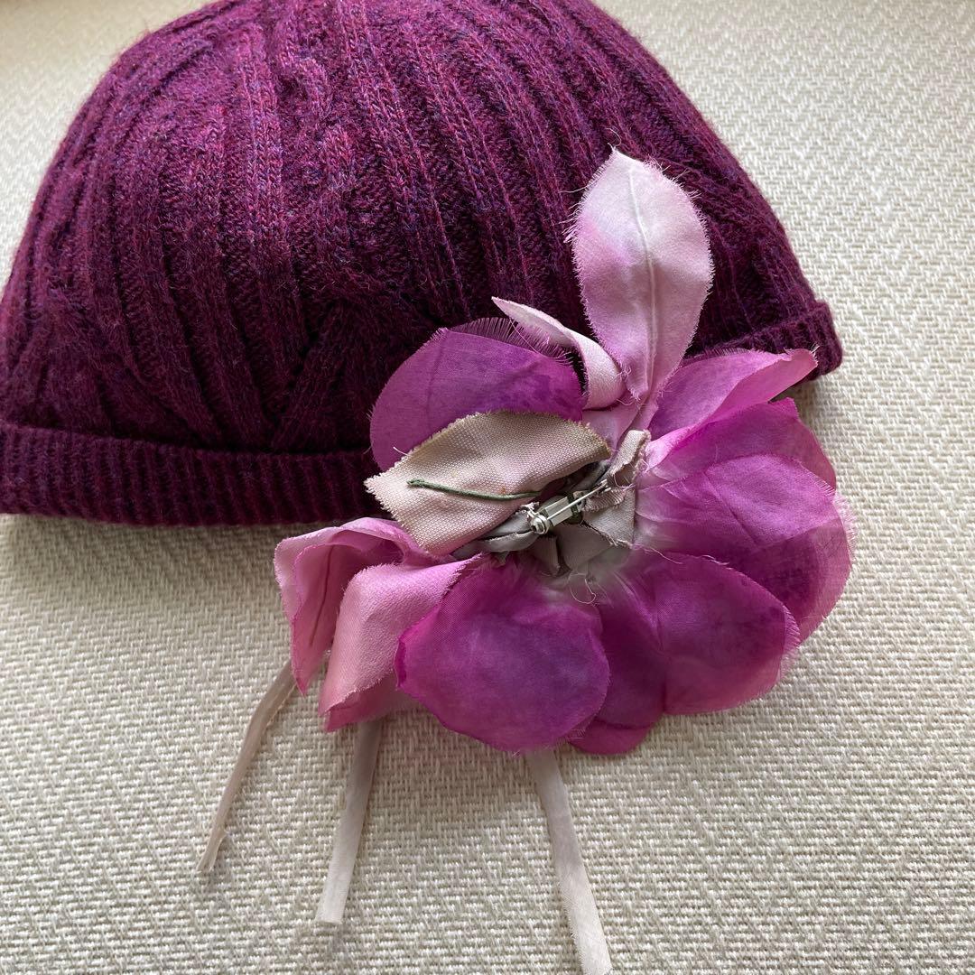 D&G DOLCE&GABBANA コサージュ ニット帽 ビーニー