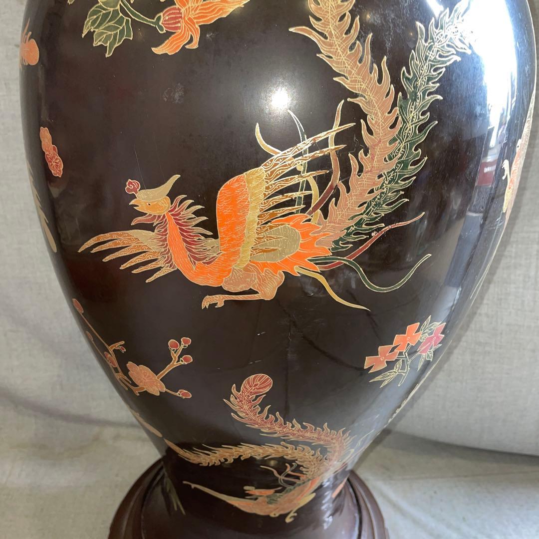 漆芸　漆器　鳳凰　花器　花瓶　沈降壺　インテリア　オブジェ　飾り物　85cm