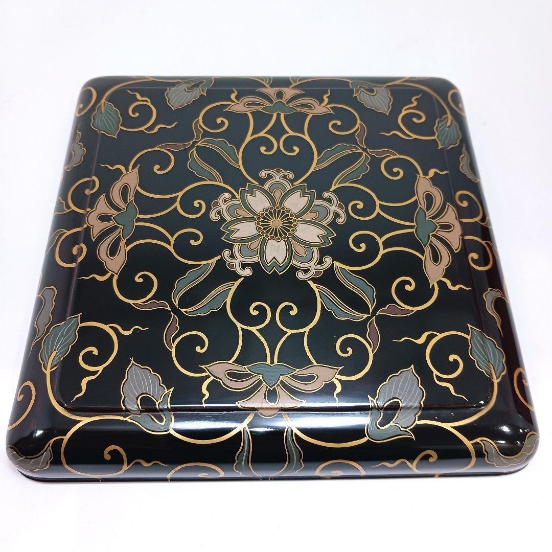 Y3113-2 大正期 漆器 金蒔絵 菓子器 18.3㎝ 共箱