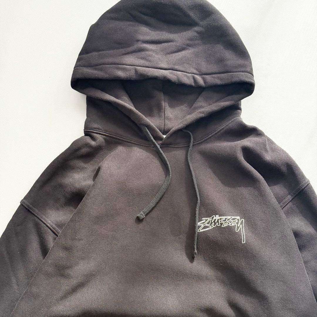 stussy 両面プリント プルオーバー パーカー XLサイズ　ブラック