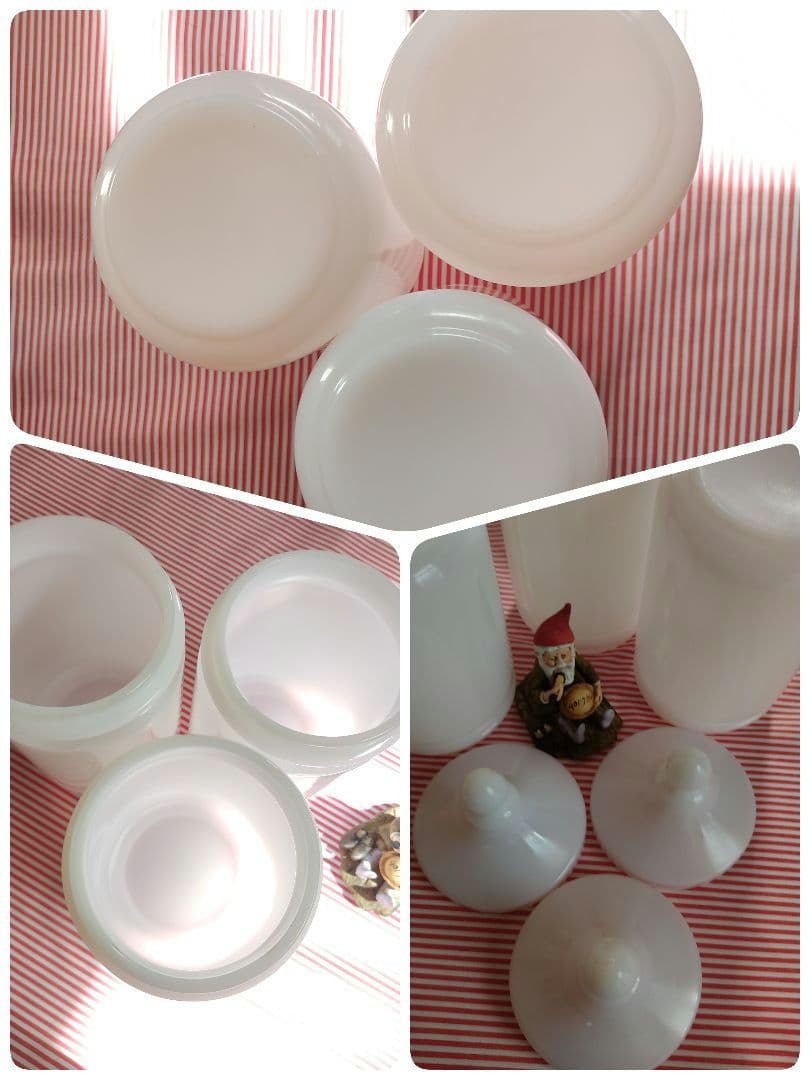 キャニスター　ガラス瓶　ミルクガラス　すりガラス　エッチング