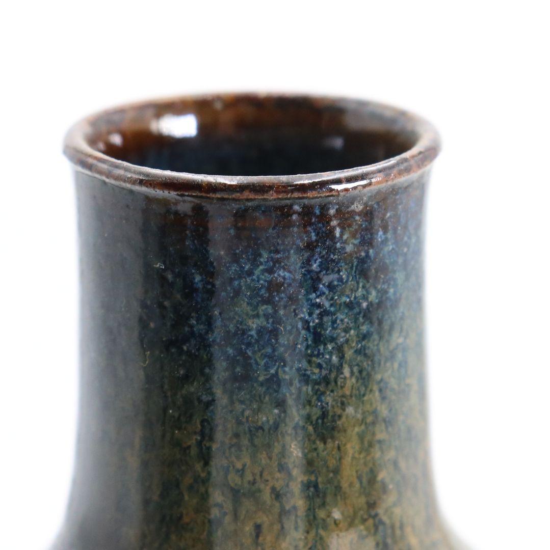 笹山登古作 高取焼 鶴首茶入 利休梅緞子仕覆 茶道具 共箱　V910