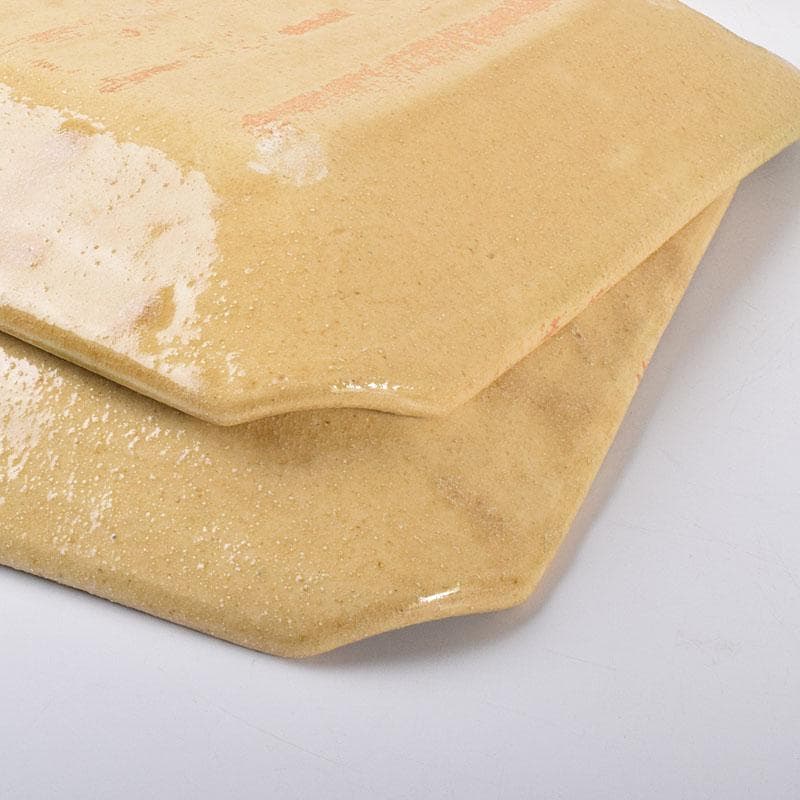 和食器　瀬戸焼　黄瀬戸　美濃不二窯　佐藤和子造　角皿　5客　共箱　VR7786C