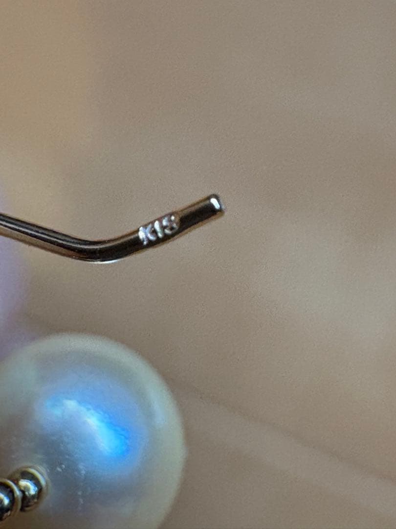 ひろ K 18 パールドロップピアス 刻印有り