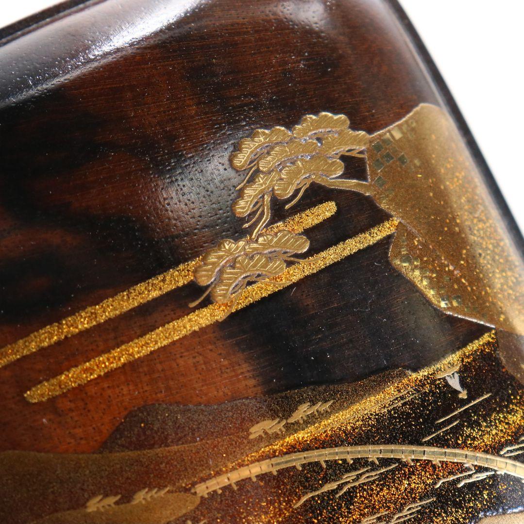 平安 浅見与し三作 乾山写松絵 香合 金蒔絵 茶道具 共箱　C897