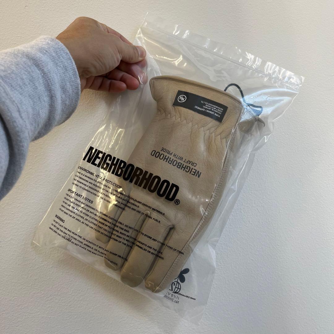 小物 NEIGHBORHOOD LEATHER BOA GLOVES BEIGE