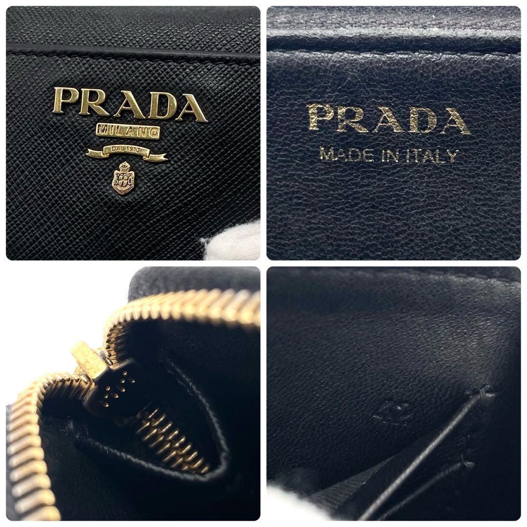 プラダ ケース サフィアーノレザー コンパクトウォレット ブラック