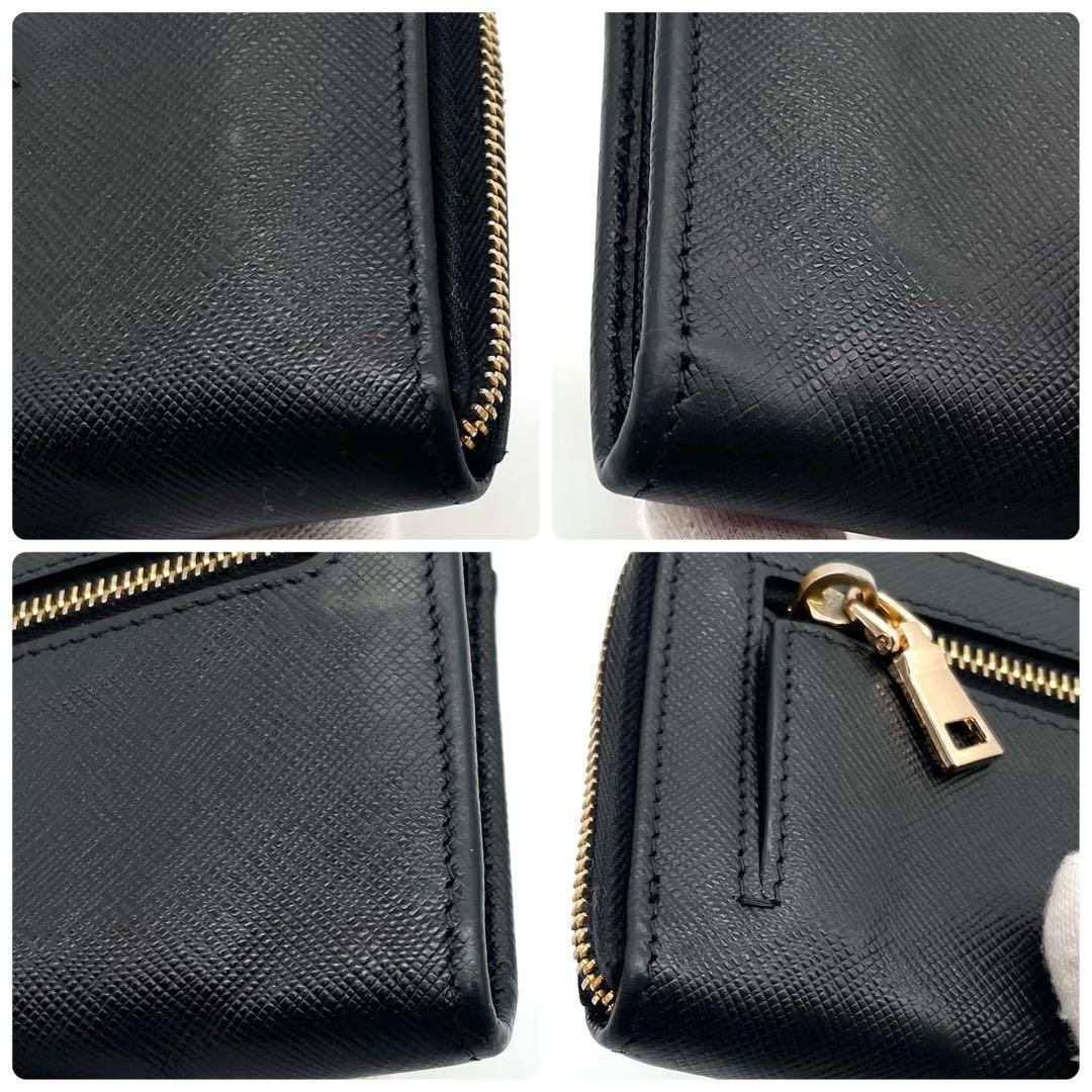 プラダ ケース サフィアーノレザー コンパクトウォレット ブラック