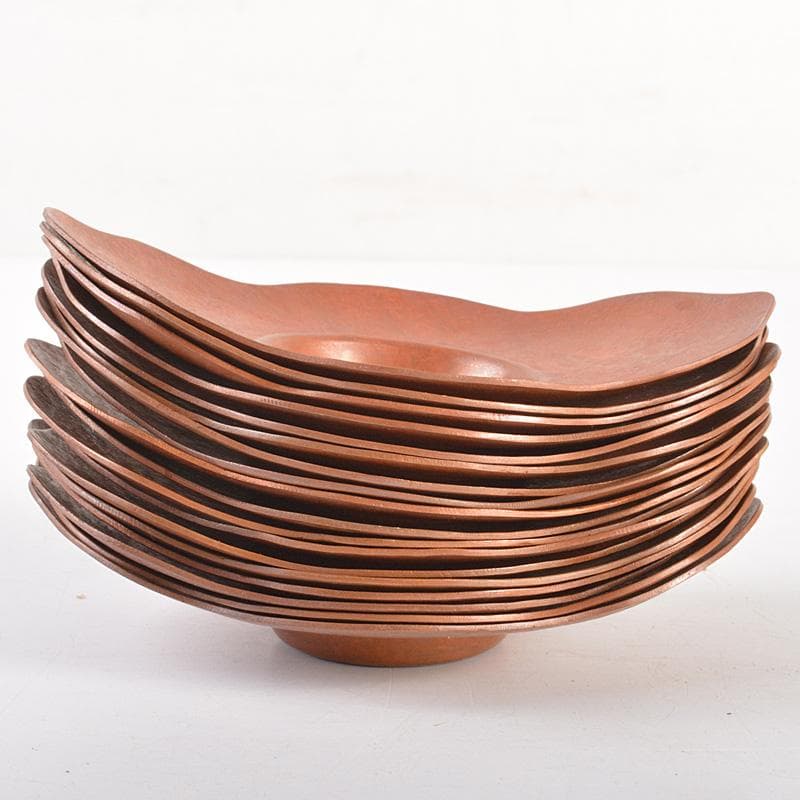 煎茶道具　素銅　木瓜式　茶托　十八客　合計約1429g　在銘　共箱　MR7539