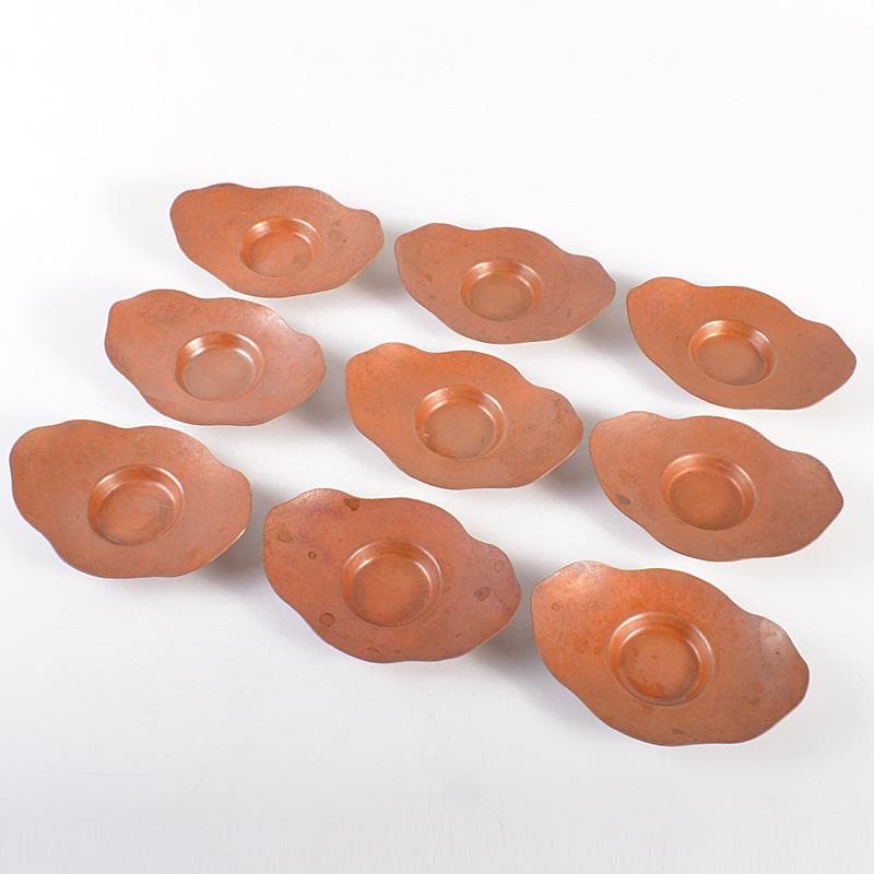 煎茶道具　素銅　木瓜式　茶托　十八客　合計約1429g　在銘　共箱　MR7539