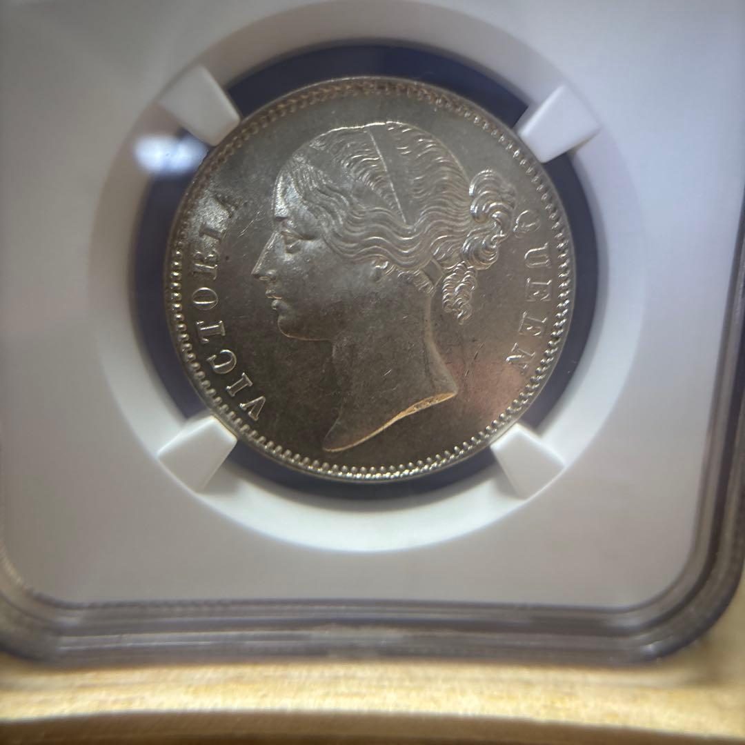 ヴィクトリア　インド1ルピー銀貨　NGC MS62