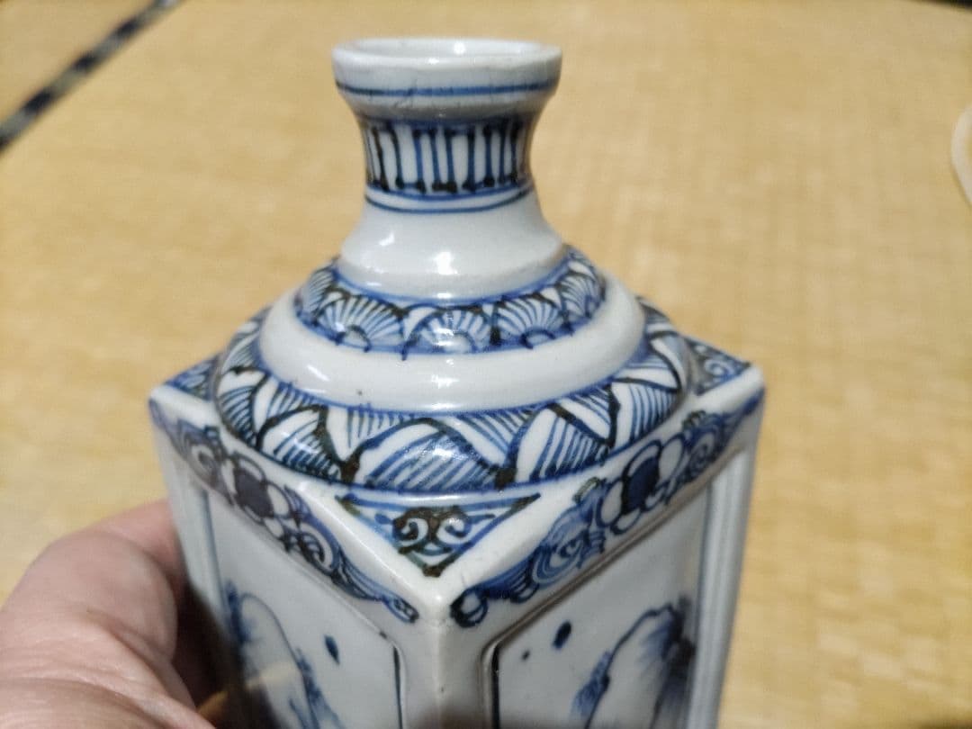 nozomi☆様　王地山焼　染付　角徳利（高21.5㎝）三田染付