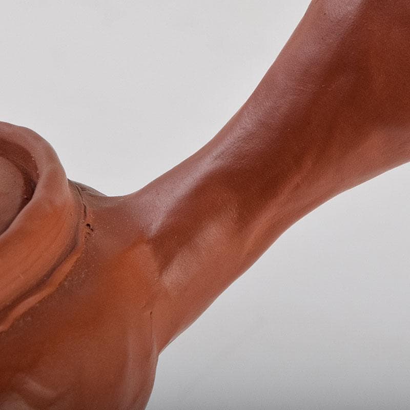 tatsu 　朱泥　獅子摘　手捻文様　茶注　急須　共布共箱　M　R9528