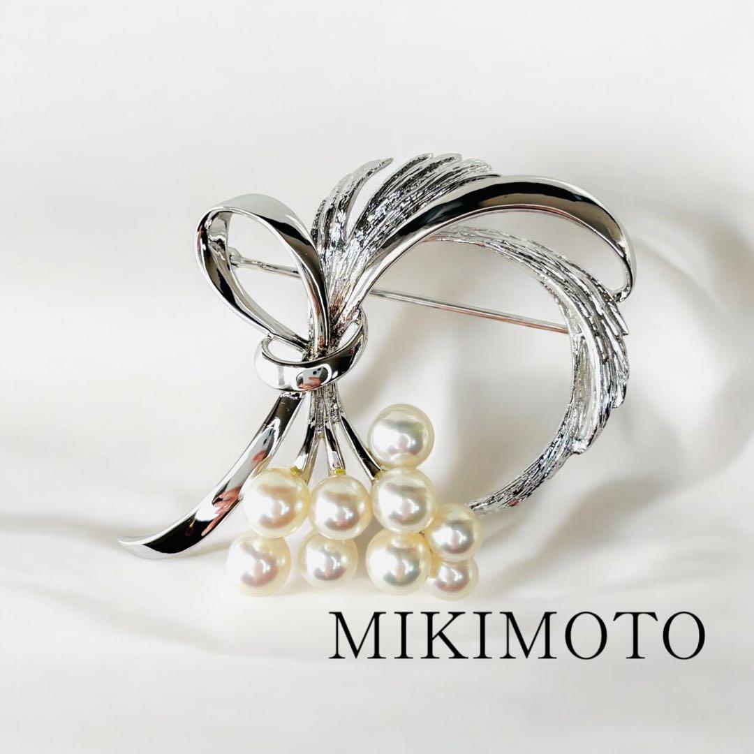 ミキモト 9粒 スズランモチーフ ブローチ シルバー