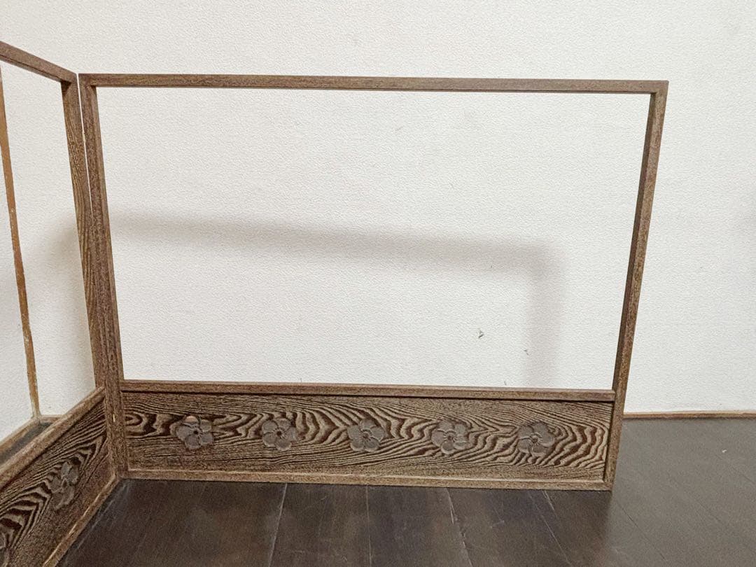 未使用 茶道具 桑 捻梅 風炉先 板屏風 如心斎好写し 上透かし 炉風炉兼用