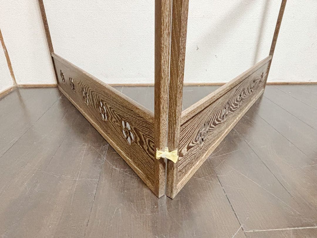 未使用 茶道具 桑 捻梅 風炉先 板屏風 如心斎好写し 上透かし 炉風炉兼用