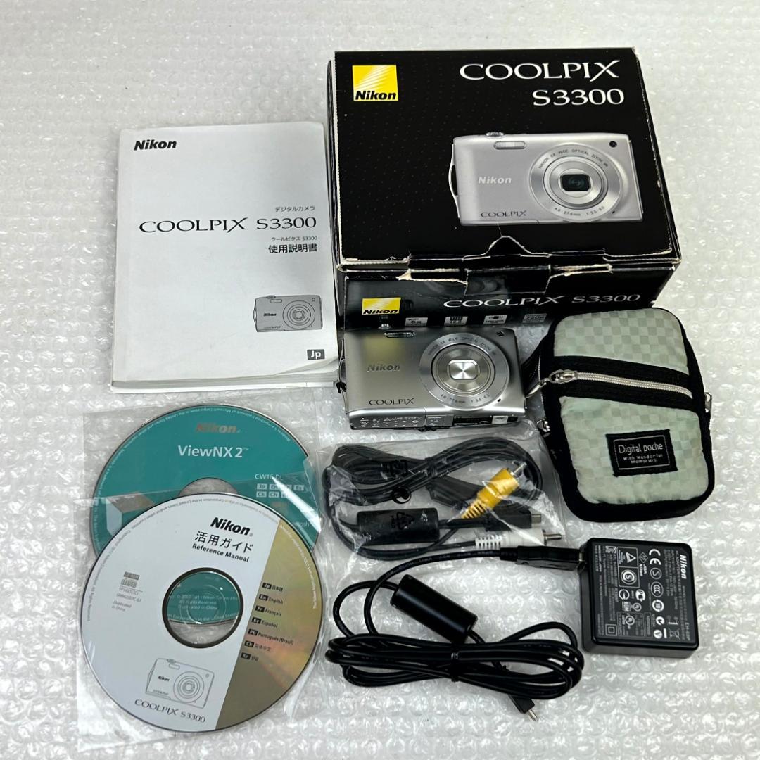 【ジャンク扱い】Nikon COOLPIX S3300 デジカメ　元箱・取説付